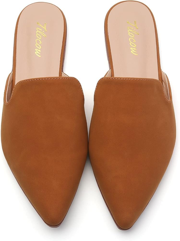 Tliocow Mules for Women Flats Slip On Backless Flat Mule Pointed Toe Slides Loafer Shoes | Amazon (US)