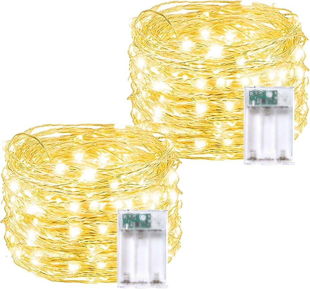 2 Pack 20FT 60LED Battery Operated Fairy Lights with Timer, Waterproof Battery String Lights Outd... | Amazon (US)