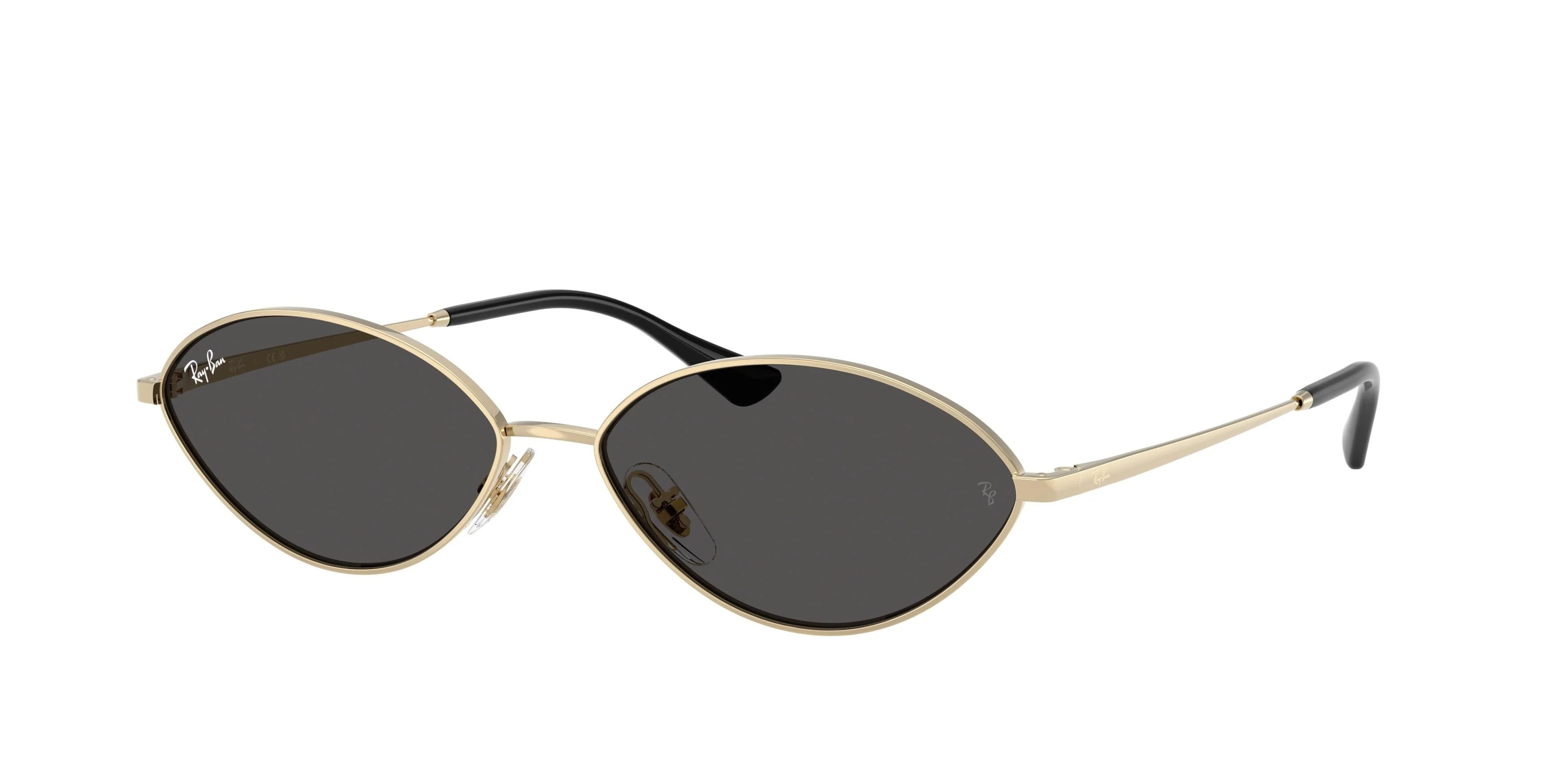 Ray-Ban Kai 3757 Sunglasses 921387 - Gold - Dark Grey Unisex Oval | Designer Optics