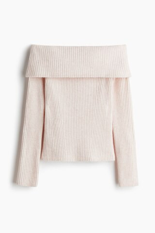 H & M - Rib-Knit Off-the-Shoulder Top - Pink | H&M (US + CA)
