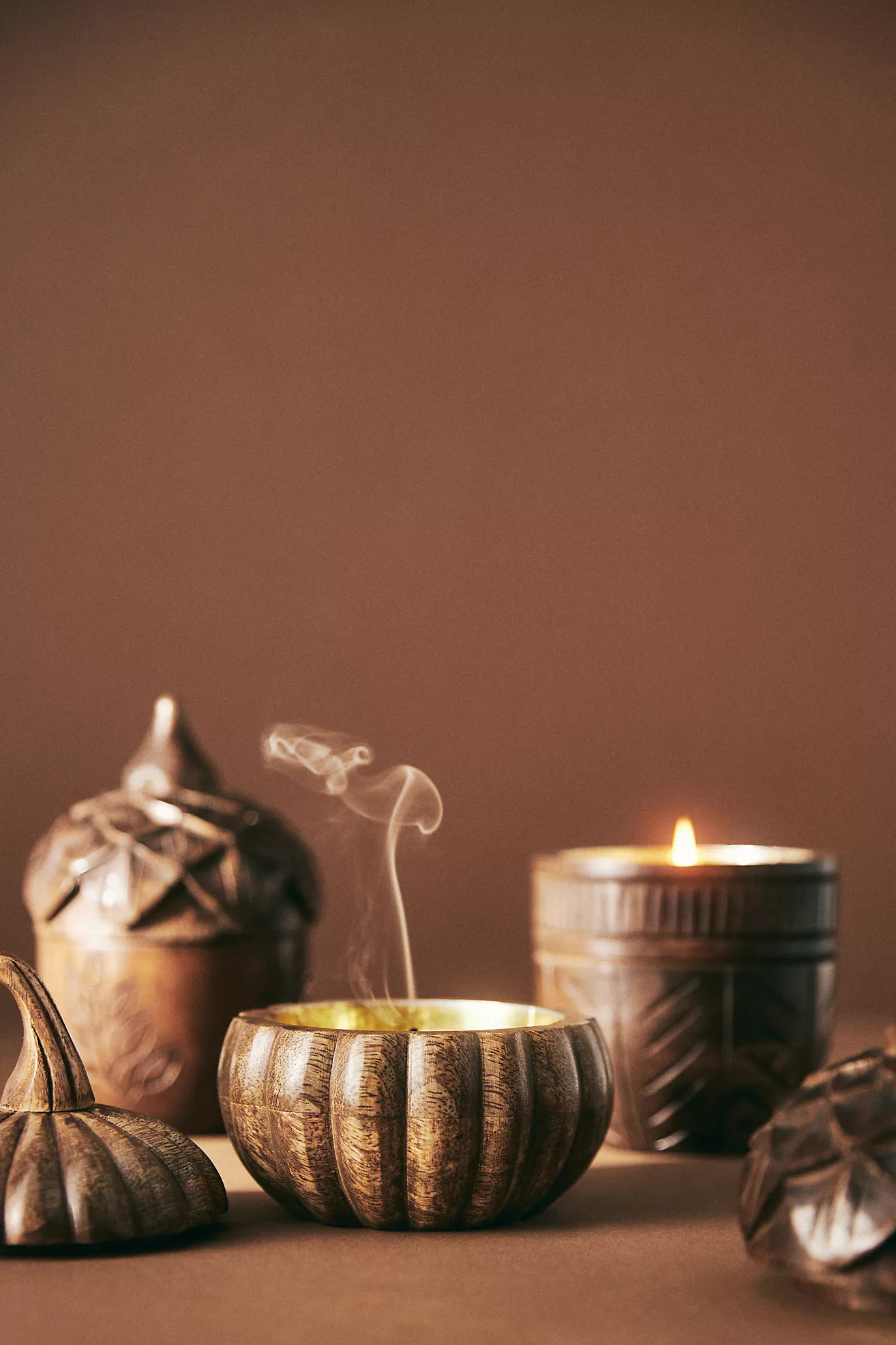 Gourmand Pumpkin Spice & Black Walnut Wooden Pumpkin Candle | Anthropologie (US)