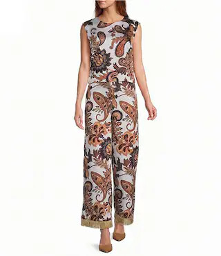 Coordinating Margaret Paisley Flat Front Pants | Dillard's