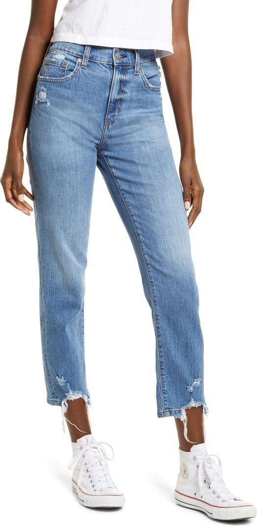 Straight Up Distressed Straight Leg Ankle Jeans | Nordstrom
