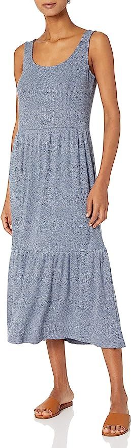 Amazon Brand - Daily Ritual Women's Standard-Fit Cozy Knit Rib Tiered Tank Dress | Amazon (US)