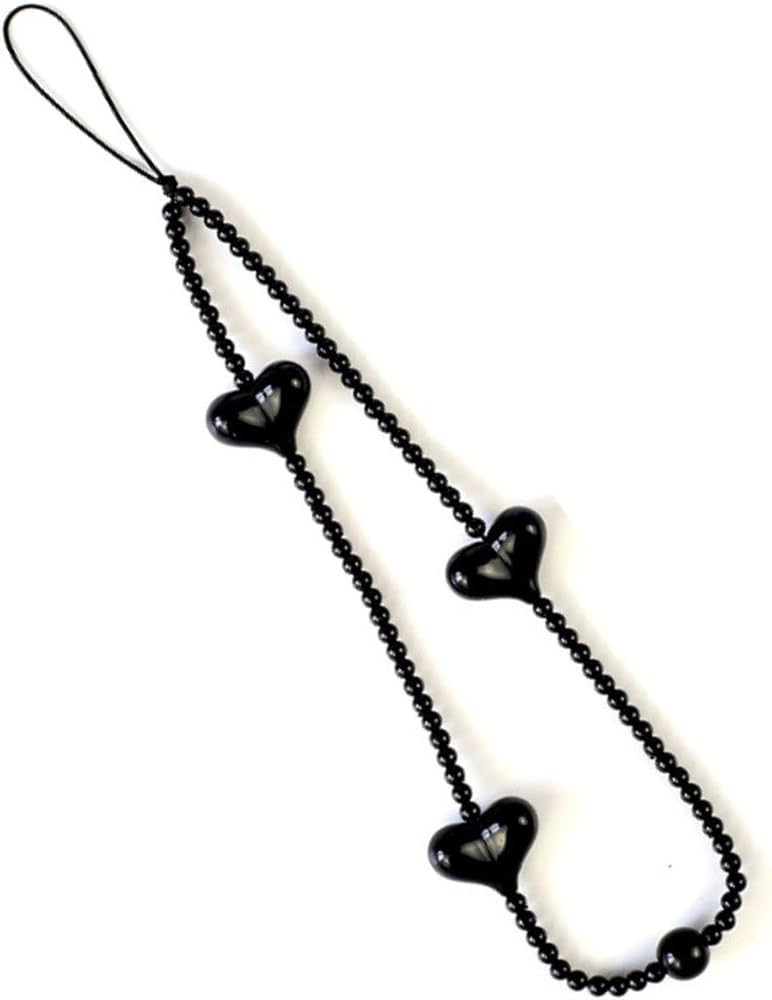 COLORFUL BLING 1-2PCS Lovely Heart Beaded Phone Charms Lanyard Wrist Strap Handmade Wristlet Keyc... | Amazon (US)