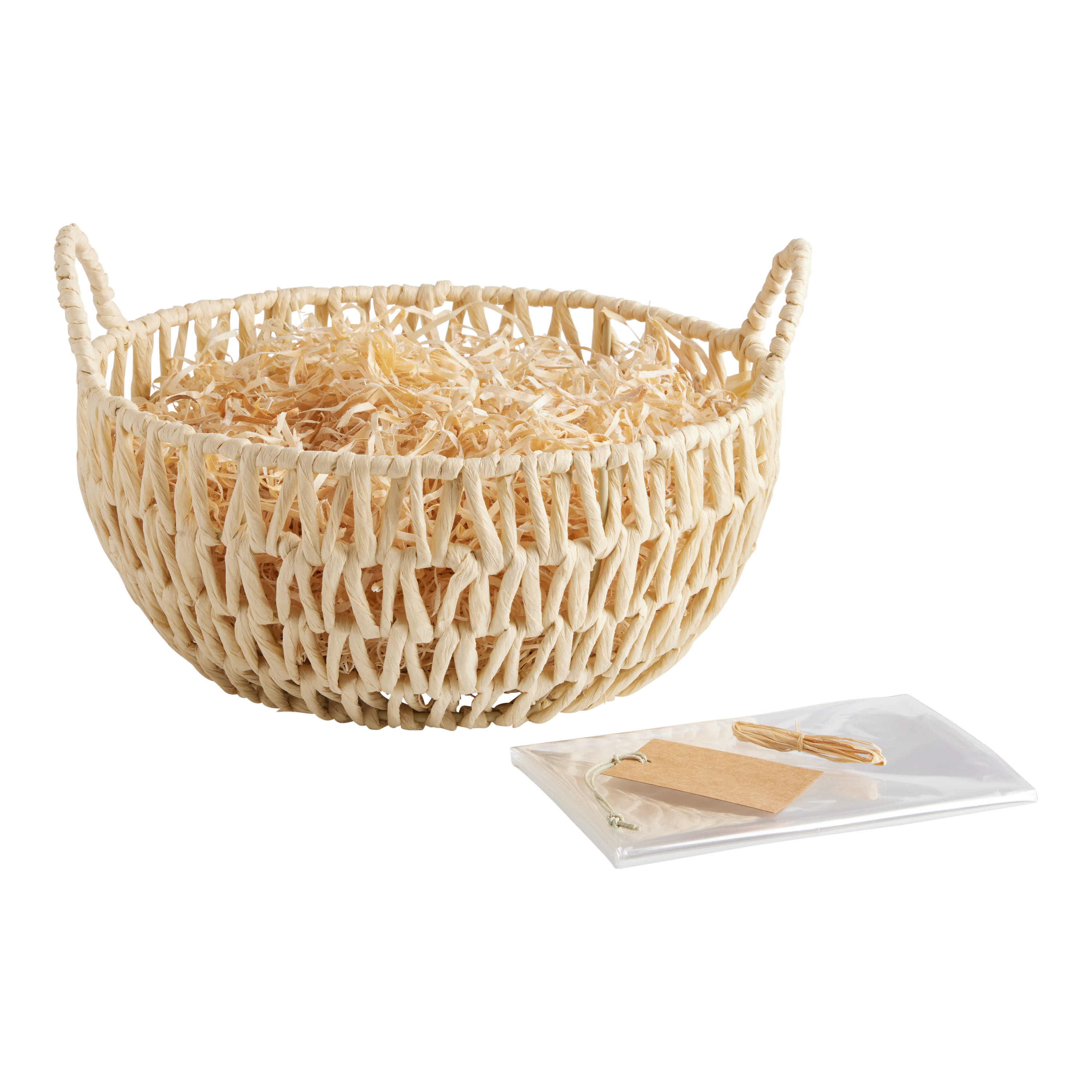 Round Open Weave Gift Basket Kit With Handles | World Market