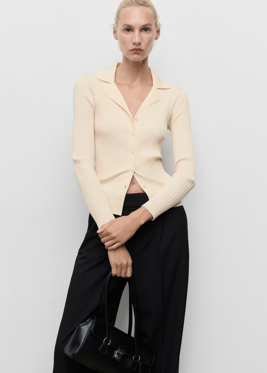 Ribbed lapel cardigan - Women | MANGO United Kingdom | MANGO (UK)