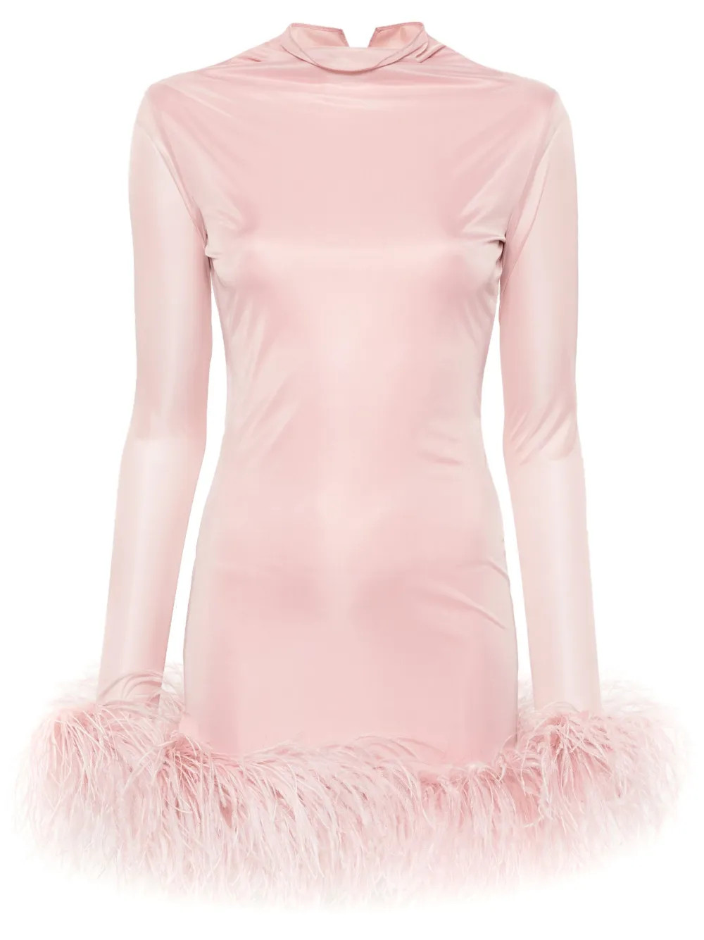 16Arlington Luna feather-trim Draped Minidress - Farfetch | Farfetch Global