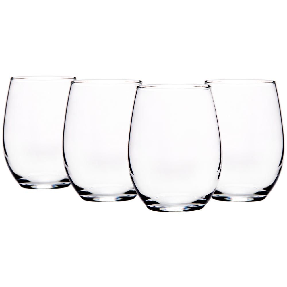 HOME ESSENTIALS AND BEYOND 15 fl. oz. Stemless Wine Glasses (4-Pack) | The Home Depot