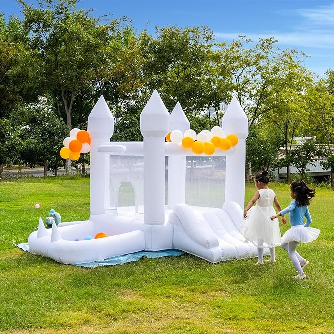 White Bounce House with Ball Pit, Bounce House for Kids 3-6 Blower Included, Toddler Bounce House... | Amazon (US)