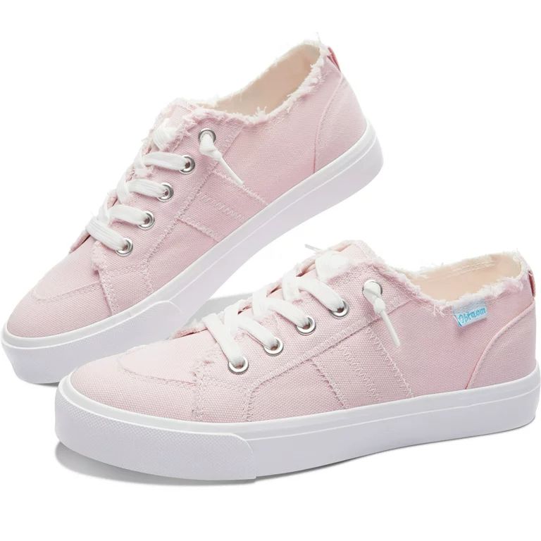 Obtaom Women's Play Fashion Sneaker Coral Pink Comfortable Walking Shoes Sweet Pink Canvas Slip o... | Walmart (US)