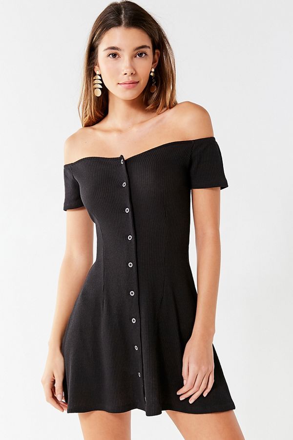 UO Button-Down Off-The-Shoulder Mini Dress | Urban Outfitters (US and RoW)