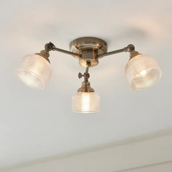 Amesbury Industrial 3 Light Semi Flush Ceiling Light | Dunelm
