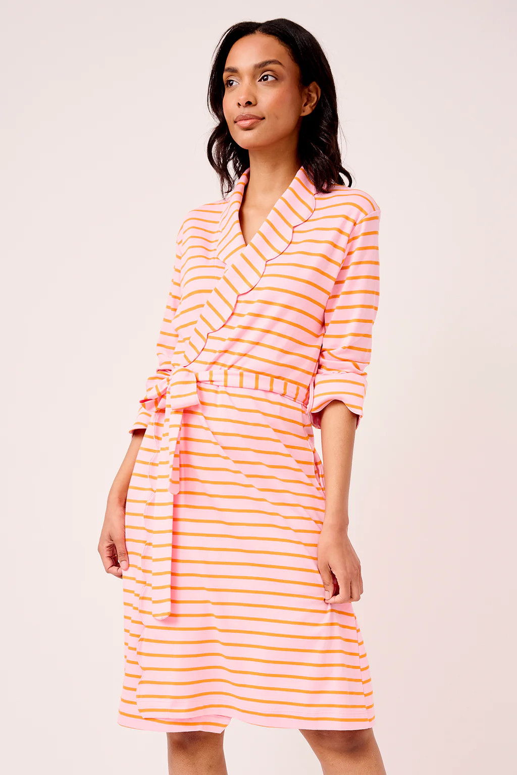 Pima Elise Robe in Pomelo Stripe | Lake Pajamas