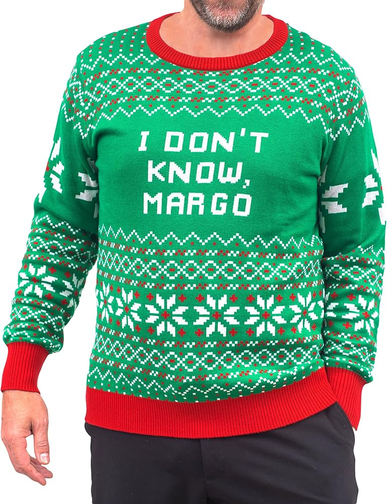 Todd and Margo Why is The Carpet Wet I Don’t Know Knitted Ugly Christmas Sweater | Amazon (US)