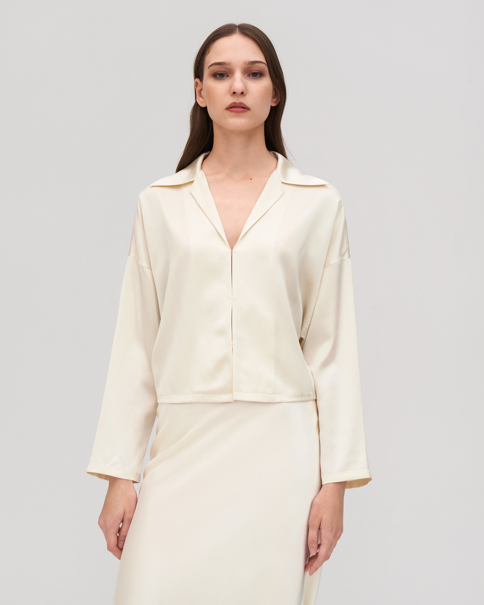 Retro Batwing Silk Osmanthus Shirt | LilySilk