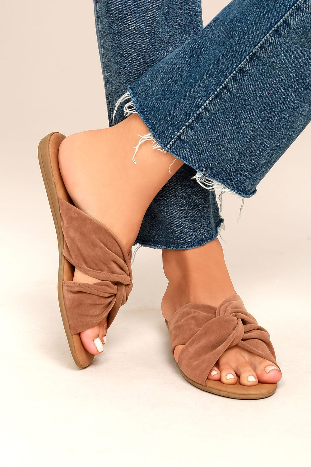 Santana Camel Suede Slide Sandals | Lulus