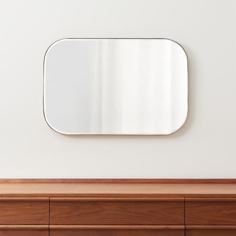 Edge Brass Rounded Rectangle Mirror + Reviews | Crate and Barrel | Crate & Barrel