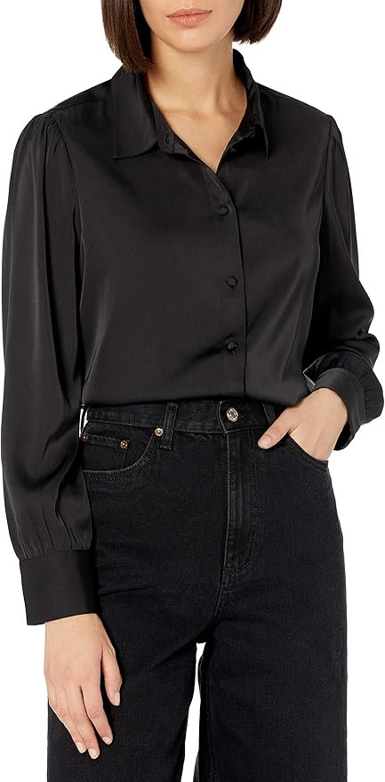 The Drop Women's @Lucyswhims Long-Sleeve Button-Down Stretch Satin Shirt | Amazon (US)