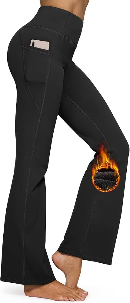 G4Free Fleece Lined Flare Leggings for Women High Waisted Winter Thermal Yoga Pants with Pockets ... | Amazon (US)