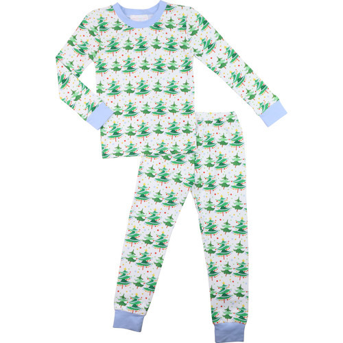 Blue And Green Knit Christmas Tree  Pajamas | Cecil and Lou
