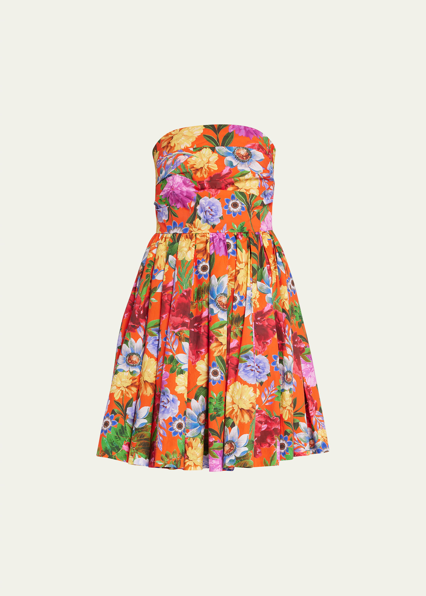 Cara Cara Nadia Strapless Floral Cotton Poplin Mini Dress | Bergdorf Goodman