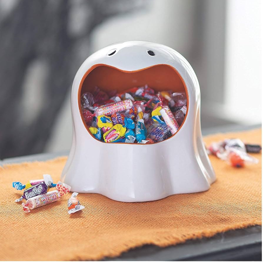 Fun Express Ghost Shaped Ceramic Candy Dish - Halloween Home Decor | Amazon (US)