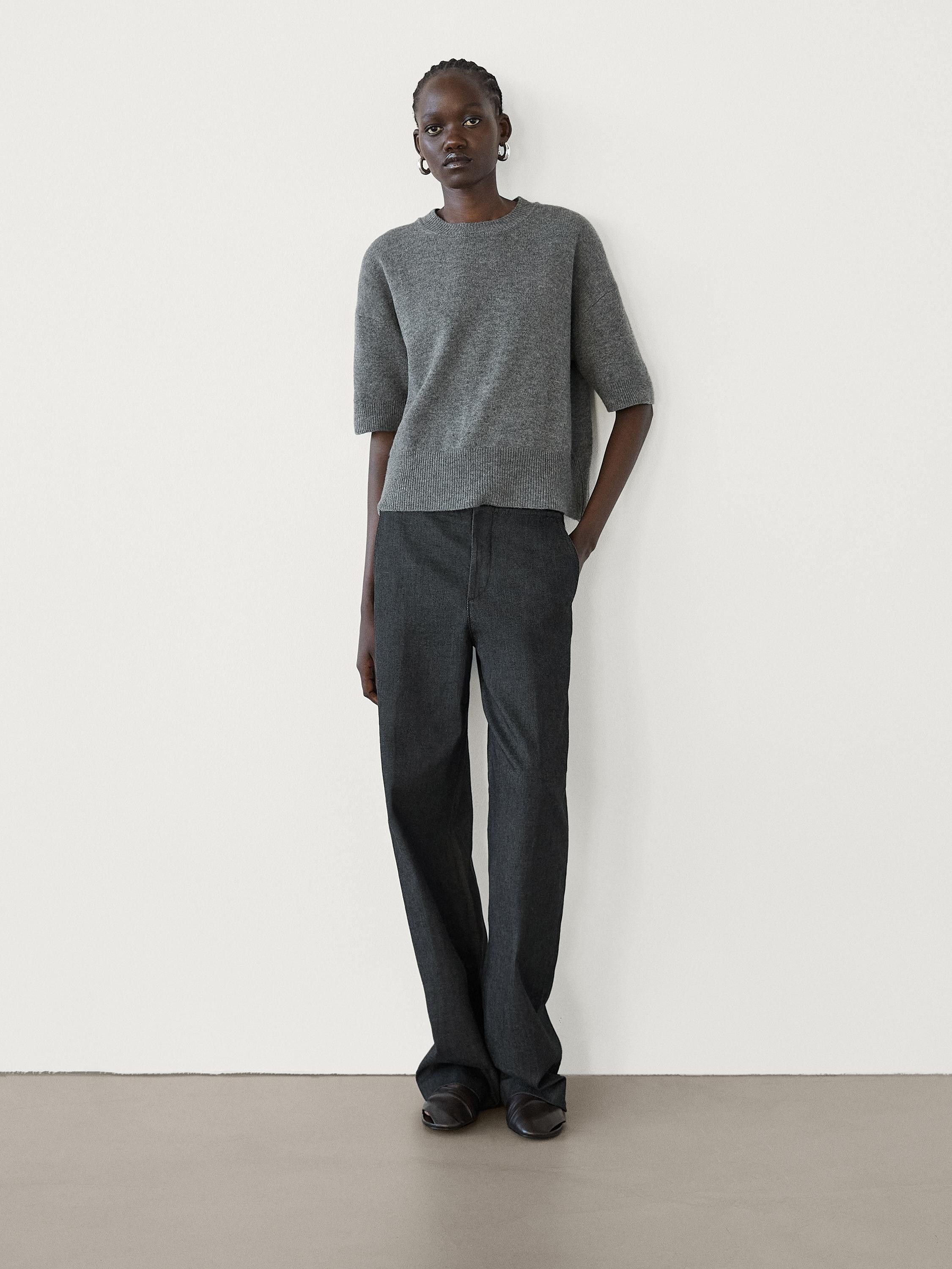 Short sleeve wool blend sweater | Massimo Dutti UK