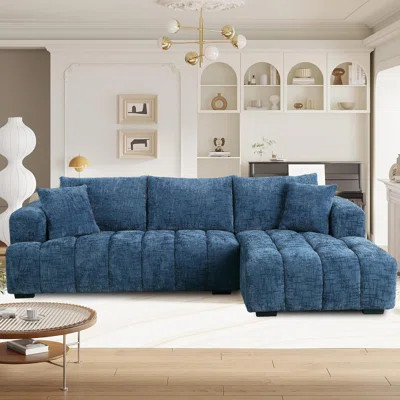 109" Channel Tufted Upholstered L-Shape Sectional Sofa Chaise | Wayfair North America