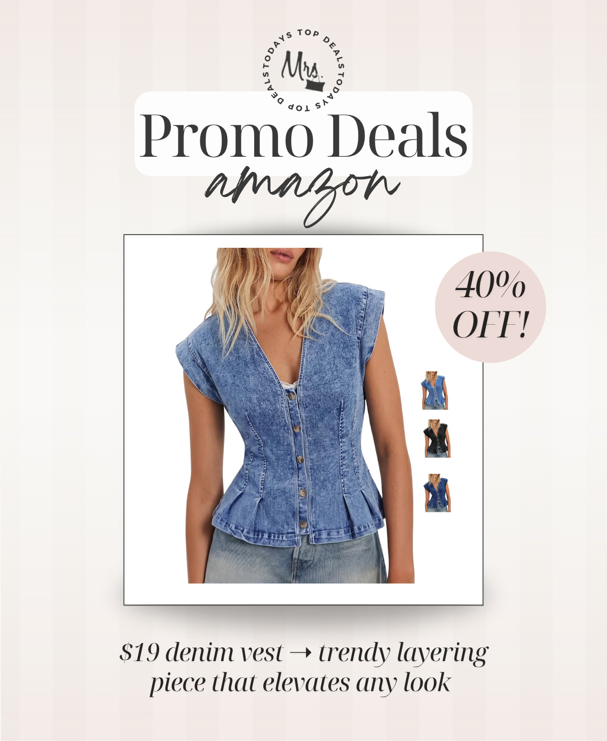 $19 denim vest ➝ trendy layering piece that elevates any look  

 #LTKgrwm #LTKootd #LTKSaleAlert