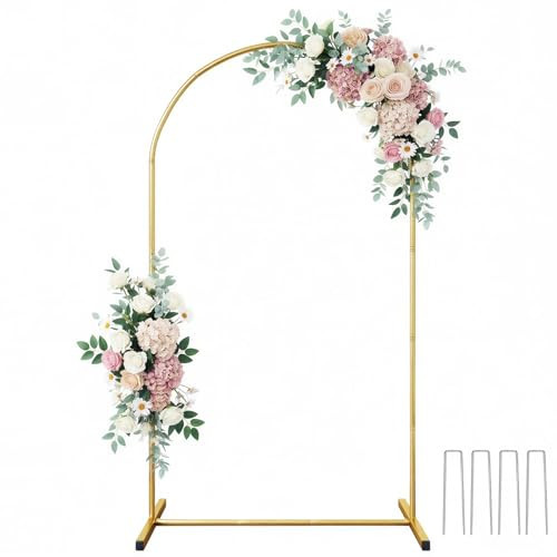 RUBFAC 6.6FT Metal Arch Backdrop Stand, Gold Wedding Balloon Arch Stand | Amazon (US)