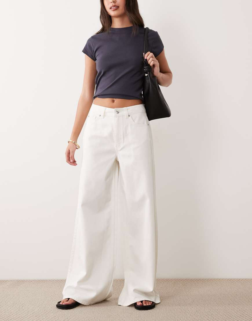 ASOS DESIGN high waist wide leg jeans in white | ASOS (Global)
