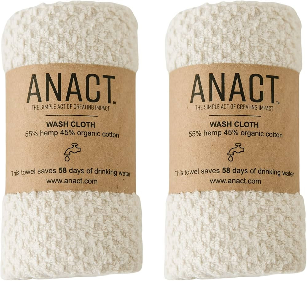 Anact - Hemp Wash Cloth - Fast Drying Organic Cotton Blend Spa Quality Wash Cloth- 55% Hemp, 45% ... | Amazon (US)