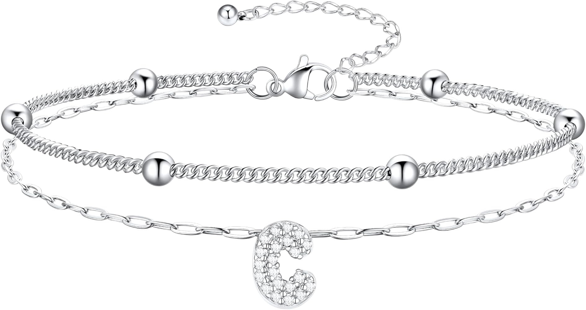 Richsteel Initial Ankle Bracelets for Women Waterproof, 14K Gold Plated/Silver Stainless Steel An... | Amazon (US)