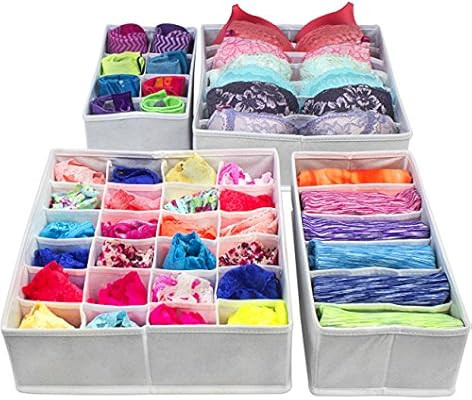 Sorbus Set of 4 Foldable Drawer Dividers, Storage Boxes, Closet Organizers, Under Bed Organizer (... | Amazon (US)