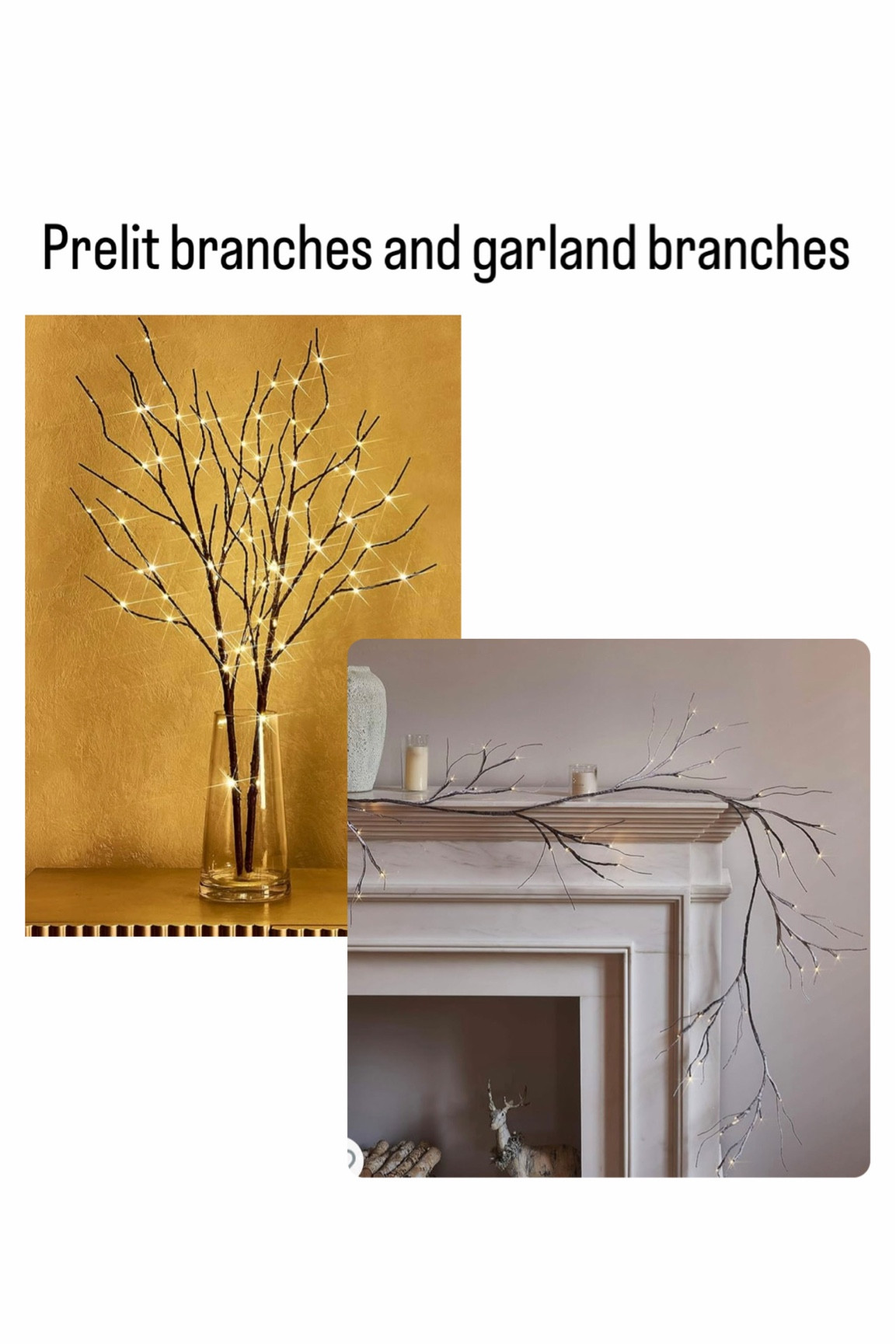 Fudios Pre-lit Twig Garland Lights Battery Operated with Timer