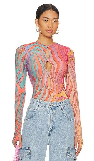 Marilyn Bodysuit in Multi Color Zebra | Revolve Clothing (Global)