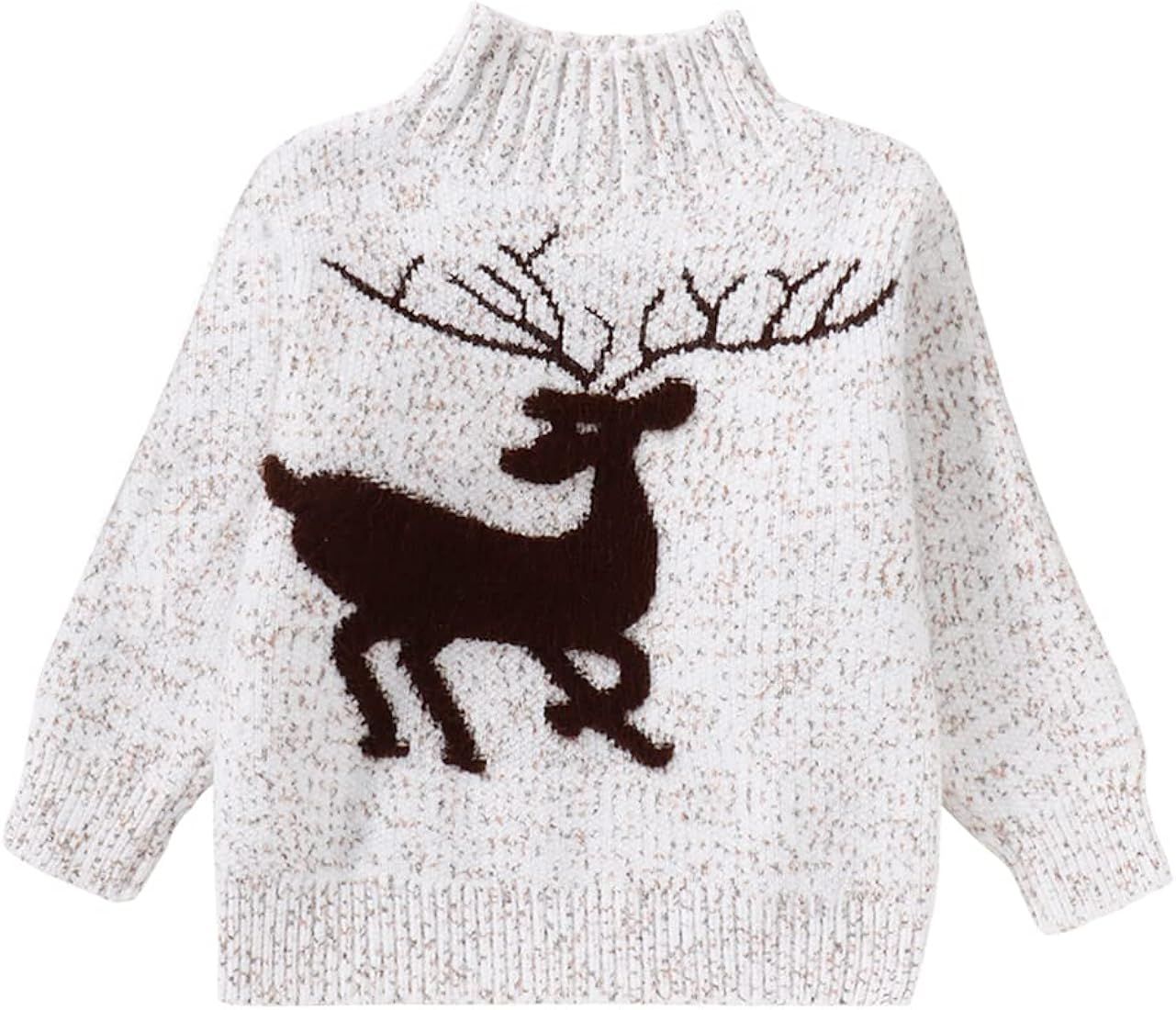 Toddler Baby Boys Girls Christmas Sweater Turtleneck Long Sleeve Knit Pullover Tops Kids Warm Swe... | Amazon (US)