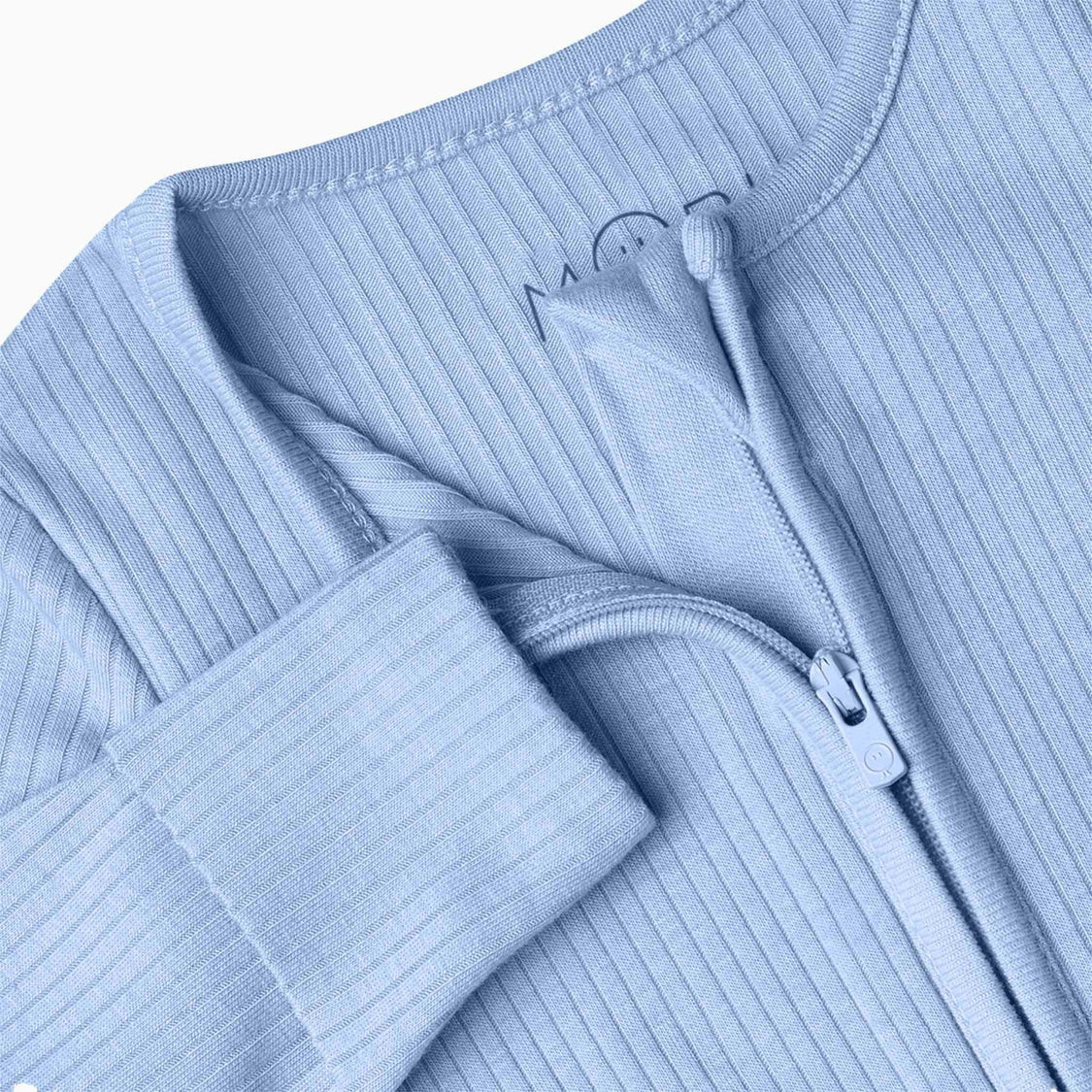 Hydrangea Ribbed Clever Zip Baby Pajamas | Baby Mori (US)