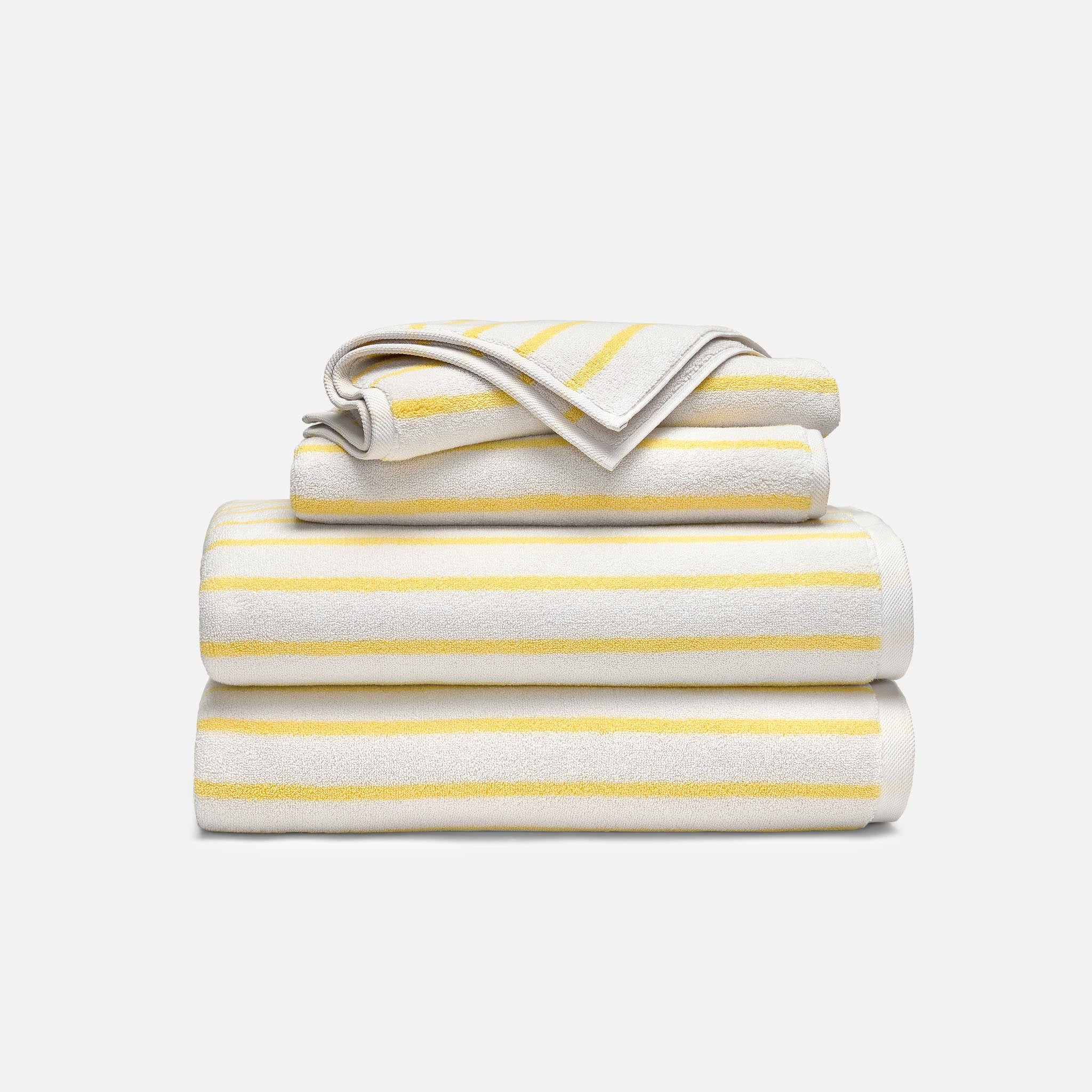 Brooklinen Super-Plush Turkish Cotton Bath Towel Bundle in Striped Lemon | Brooklinen