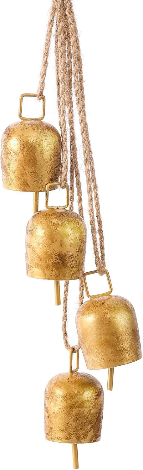 Hananona Gold Vintage Bells with Hanging Rope, Decorative Metal Cow Bells for Weddings, Parties, ... | Amazon (US)