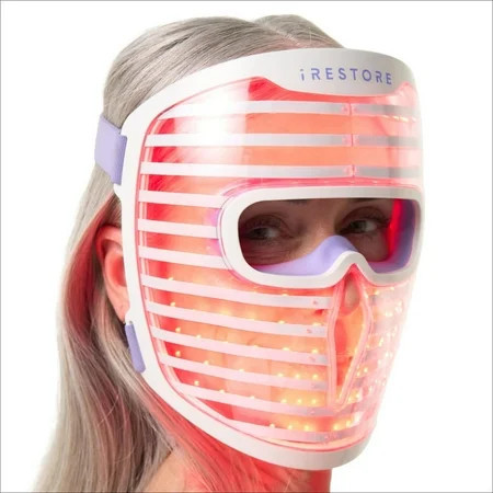 iRestore Red Light Therapy for Face - Anti Aging LED Face Mask for Youthful Radiant Skin with Reduced Wrinkles, Fine Lines - Red, Blue & Infrared Therapy Mask - Facial Skincare Device with 360 LEDs | Walmart (US)