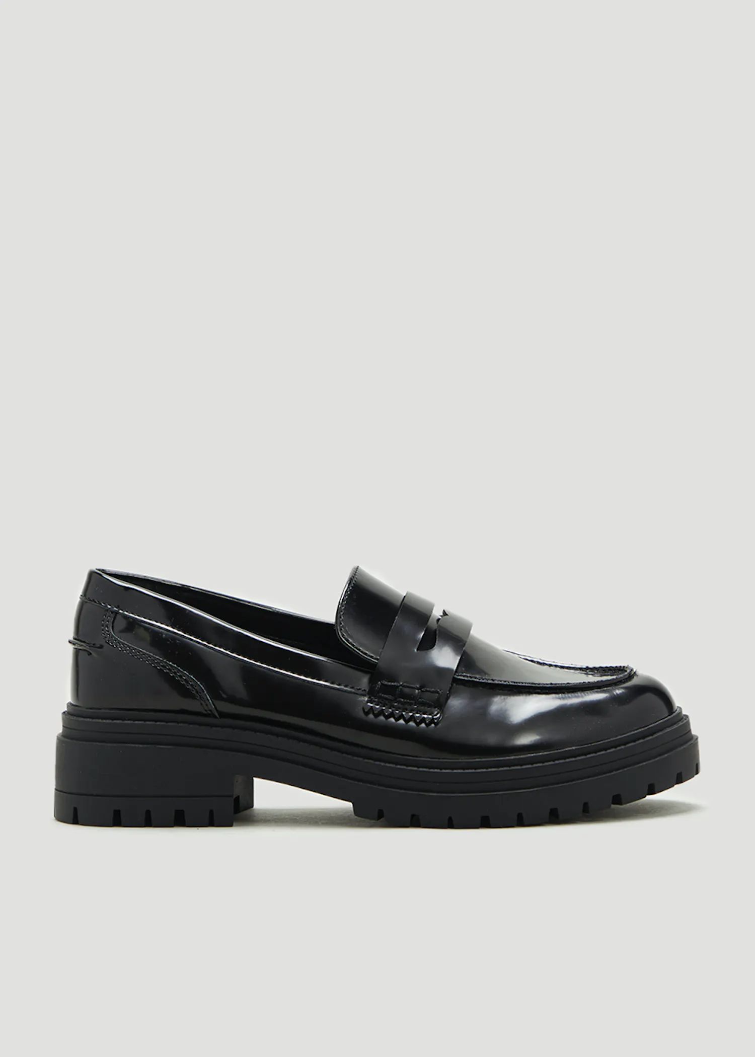 Black Patent Chunky Loafers – Black | Matalan (UK)