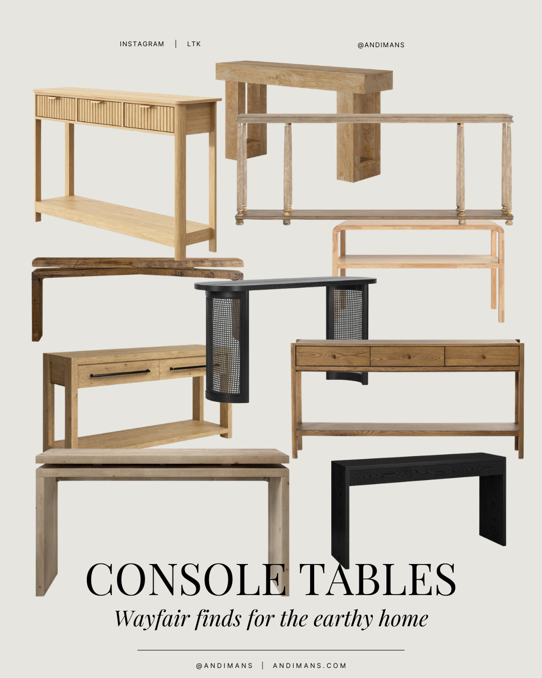 Earthy console table finds from Wayfair. Warm woods, organic shapes, and pieces that instantly make an entryway, hallway, or living room feel intentional without trying too hard. 

 #LTKSeasonal #LTKHome #LTKSaleAlert