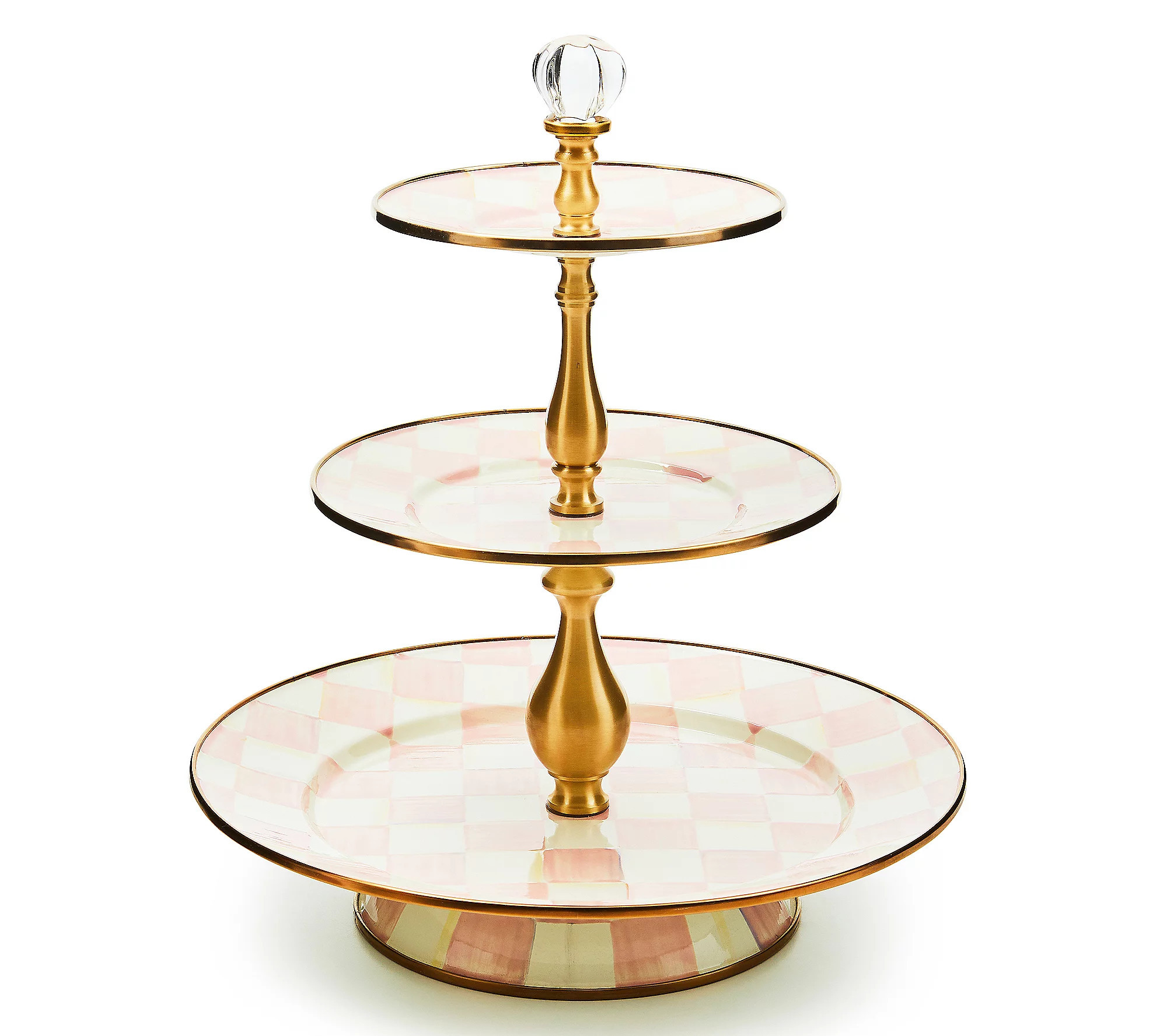 MacKenzie-Childs Rosy Check Three Tier Sweet Stand | QVC