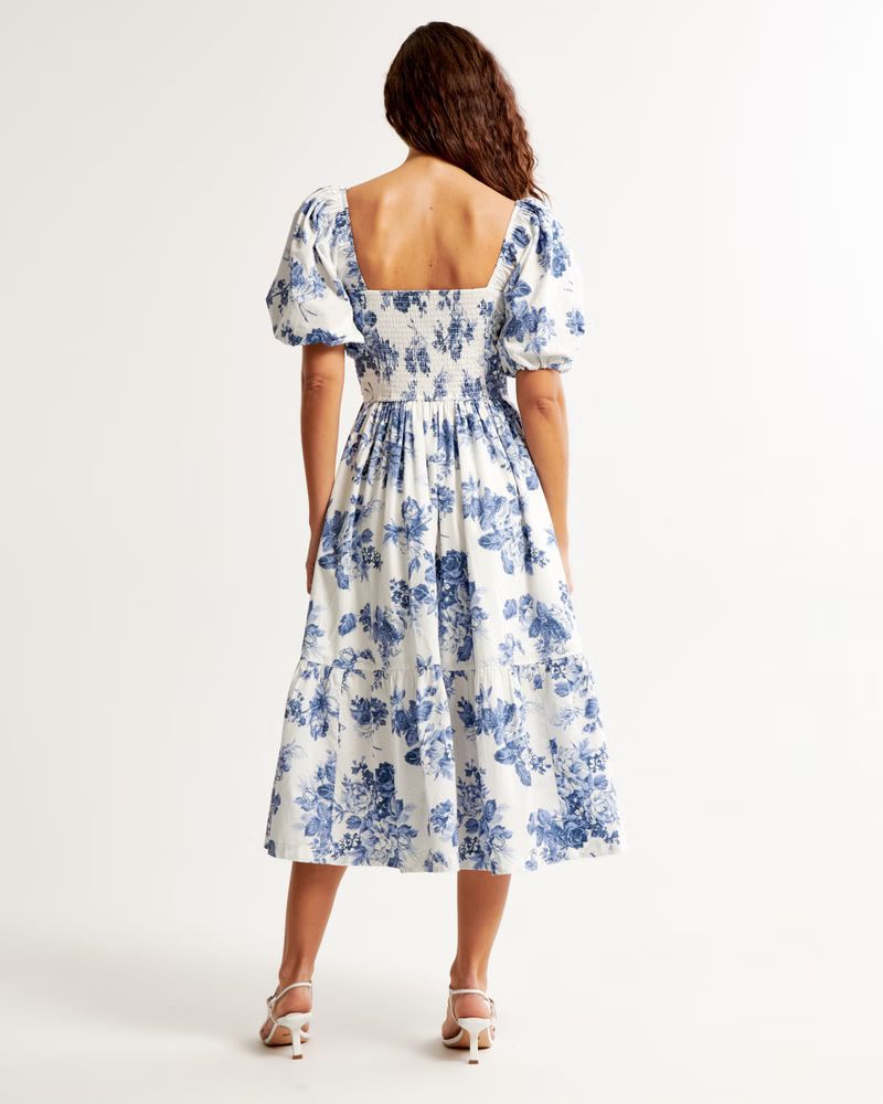 Women's Emerson Poplin Puff Sleeve Midi Dress | Women's Dresses & Jumpsuits | Abercrombie.com | Abercrombie & Fitch (US)