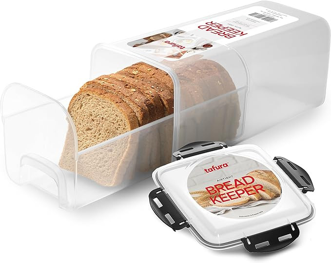 Tafura Bread Storage Container with Tray, Plastic Bread Box, Bread Container with Airtight Lid, L... | Amazon (US)