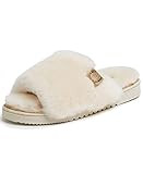 Dearfoams Women's Fireside Cairns Shearling Easy on/Off Slide Sandal Slipper | Amazon (US)