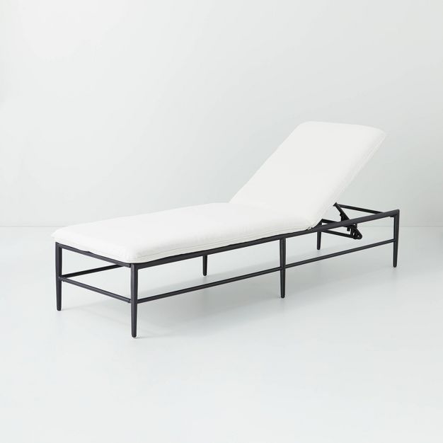 Cushioned Metal Outdoor Chaise Lounge Cream/Black - Hearth & Hand™ with Magnolia | Target