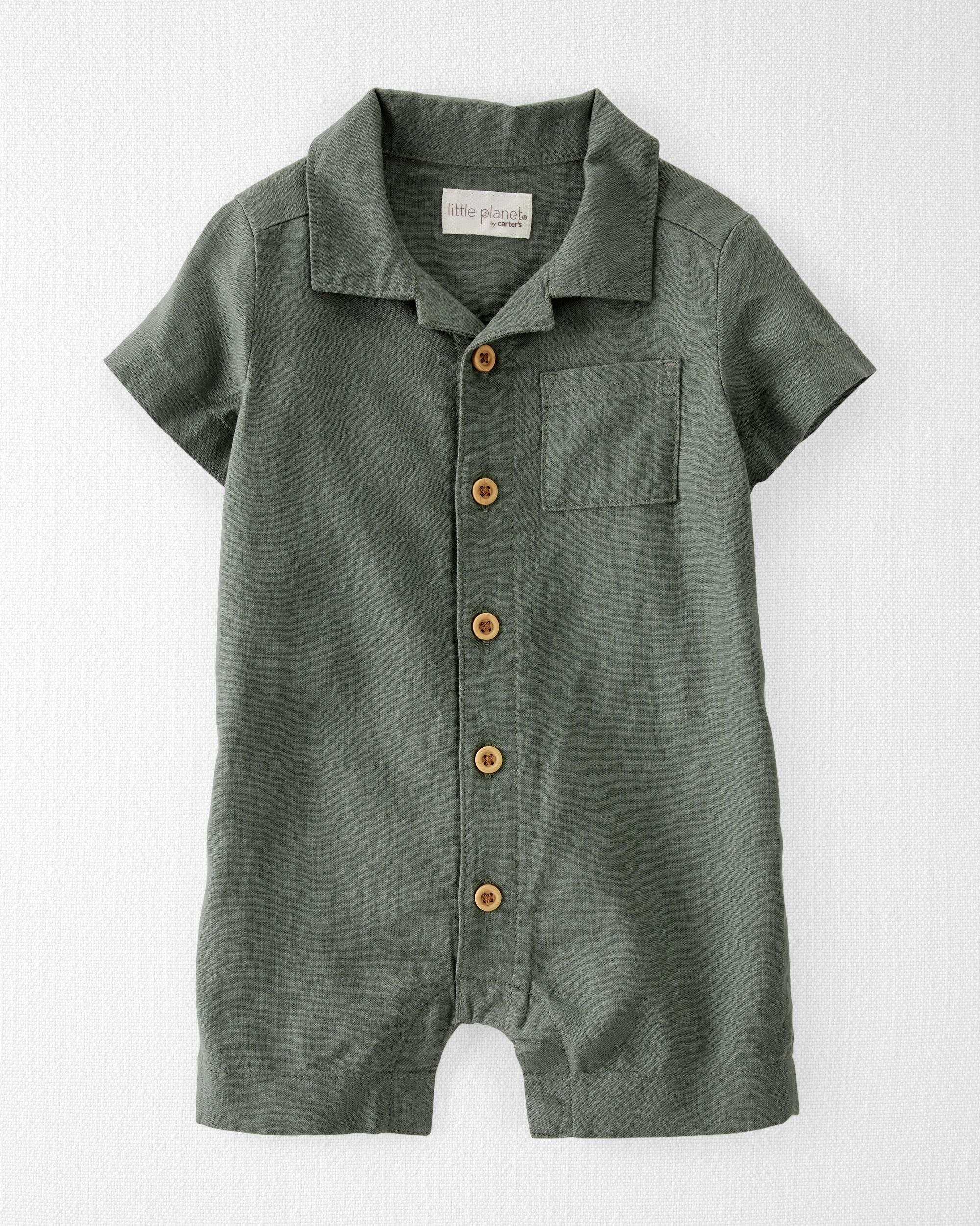 Baby LENZING™ ECOVERO™ Linen Blend Button-Front Romper | Carter's